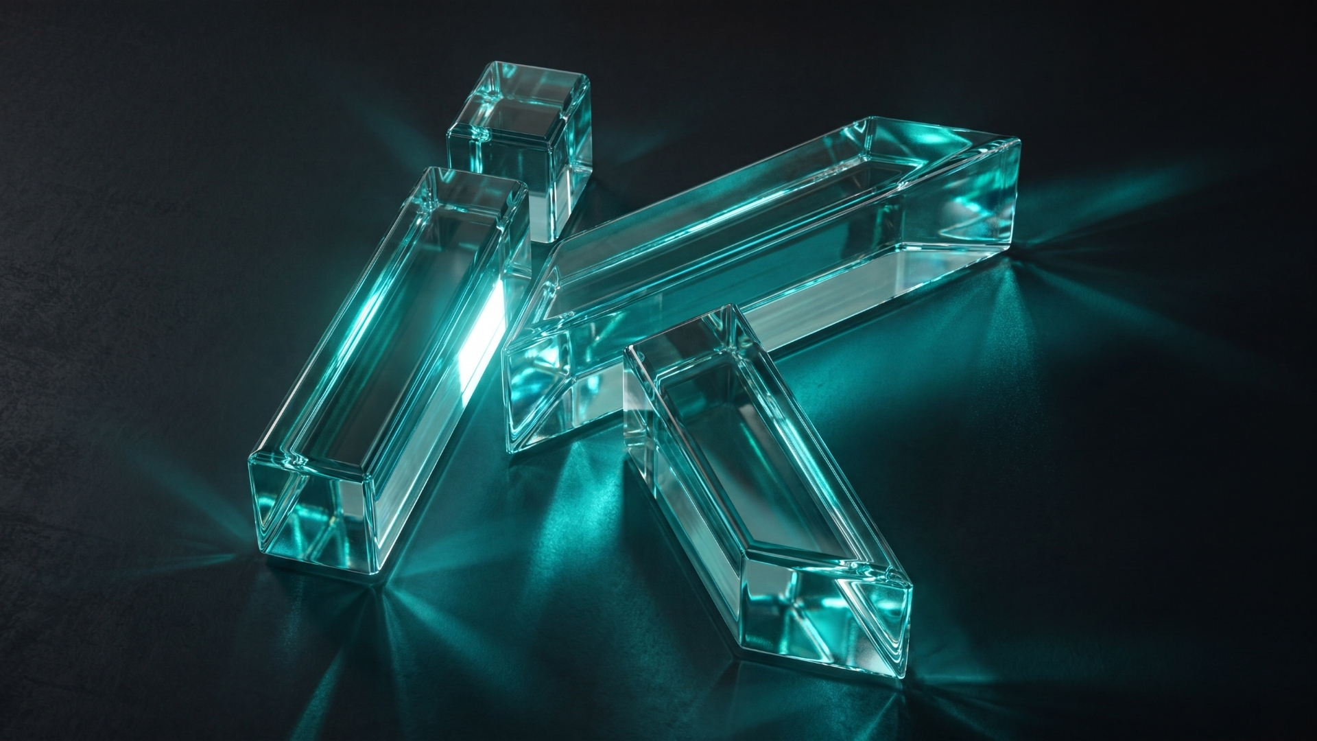 Translucent glowing glass blocks forming the iKeep logo